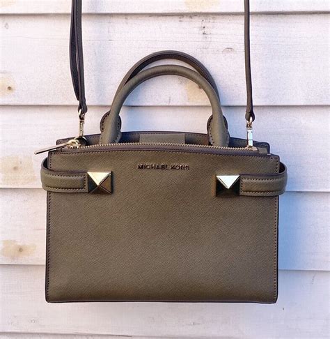 michael kors karla satchel small in green|Bags .